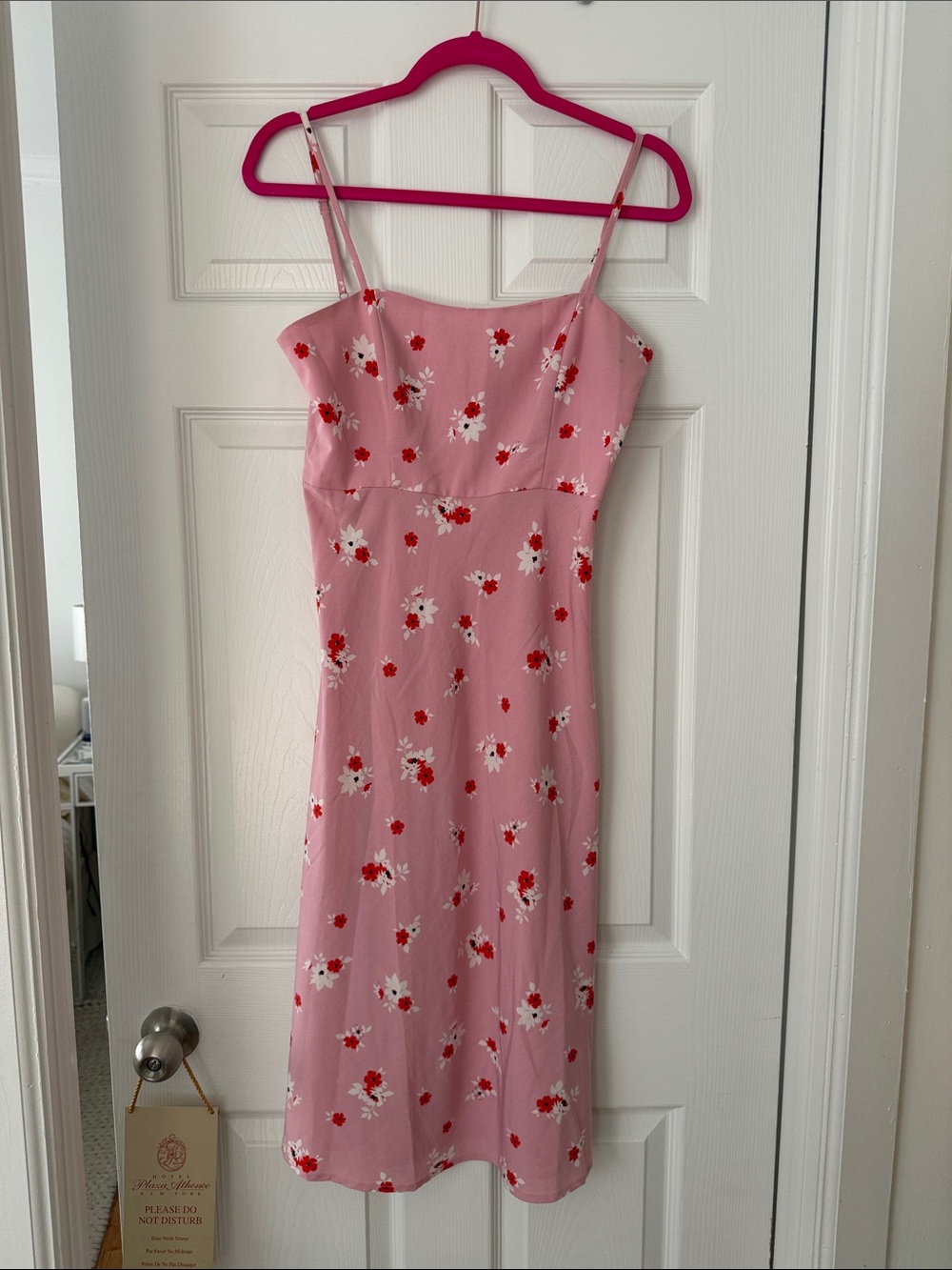 re:named Pink Floral Spaghetti-Strap Midi Dress